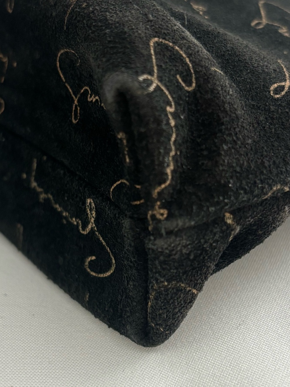 Givenchy Vintage Clutch/Pouch, Gold Signature on Black Suede 13x7x2 - Picture 5 of 12
